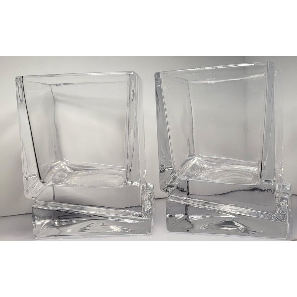 JoyJolt Carre Square Whiskey Glasses, 10 Oz Set of 2 Clear Old Fashioned Glasses